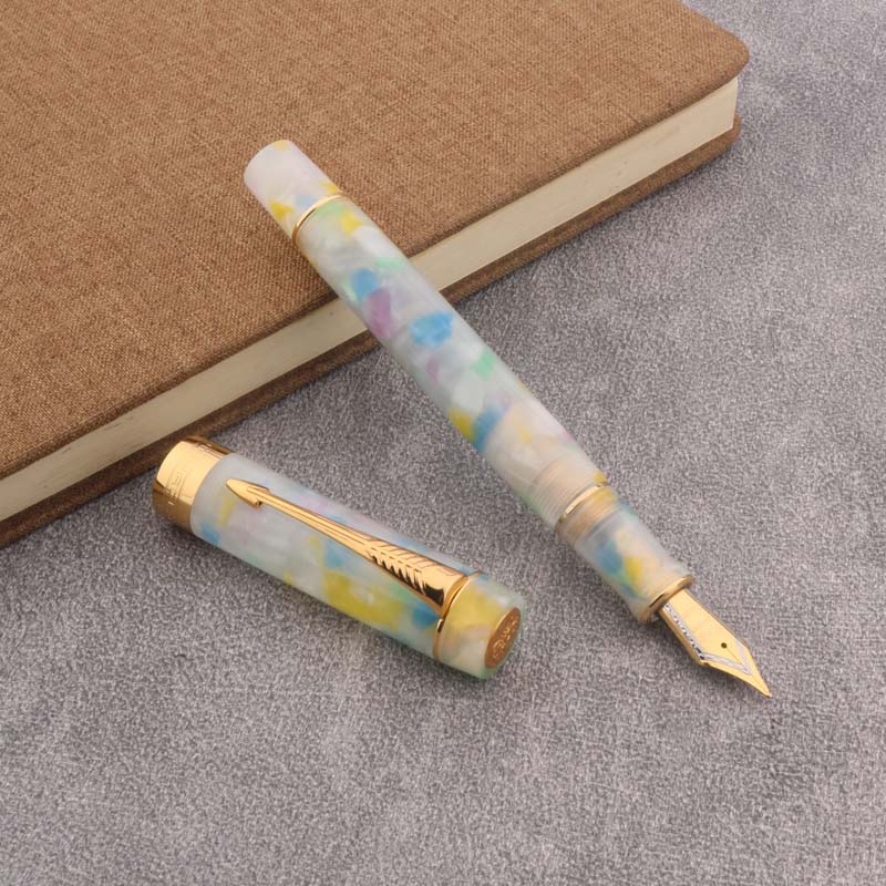Jinhao 100 Fountain Pen Bent Point, Pink Marble Fude Pen Calligraphy