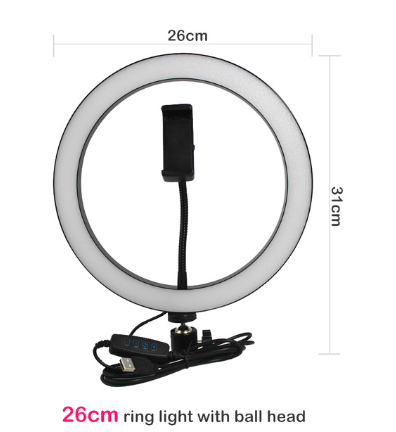 26CM LED Ring Light Photography Kit Photo Studio Camera Light Makeup Video live Selfie Fill Lamp with Phone Clip Holder Tripod
