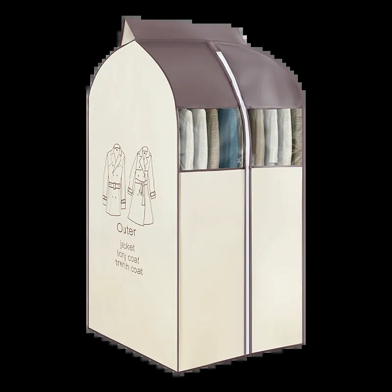 Large Capacity Clothes Storage Bag Hanging Type Closet Garment Dust Cover Thick Non-Woven Coat Protector Case Hanging Organizer