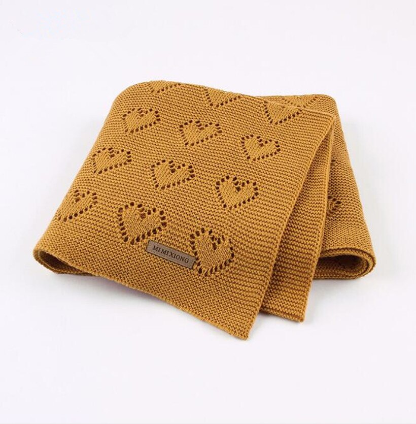 Knitted Baby Blankets Newborn Summer Baby Swaddle Wrap Blanket Super Soft Infant Baby Crib Bedding Stroller Receiving Blanket: Orange