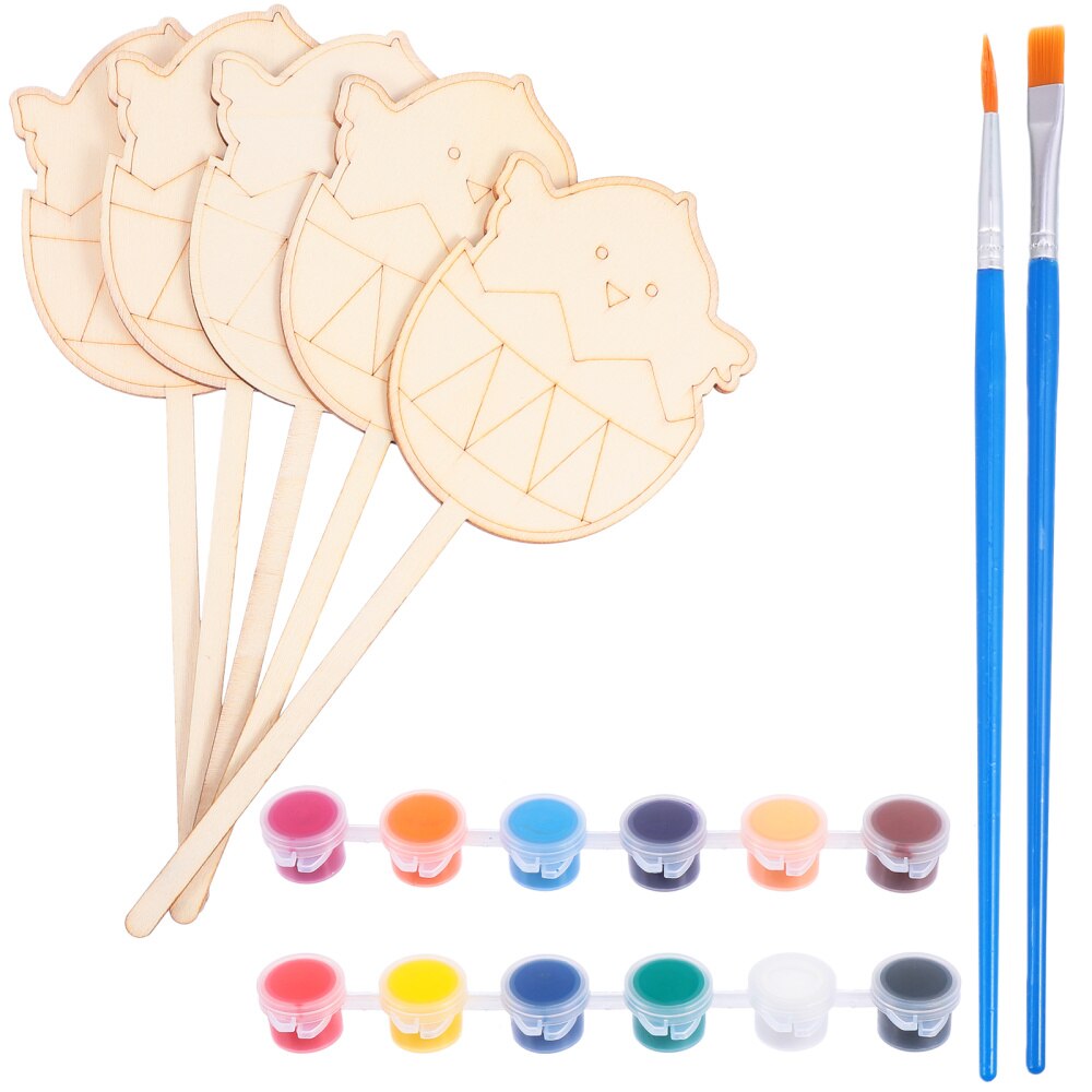 1 Set Indoor Easter DIY Wooden Signs Fun Painting Insert Decors (Egg)