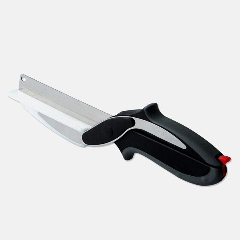 2 i 1 multifunksjonell kutter i rustfritt stål kjøkken saks skjærebrett kokk kniv chopper smart frukt grønnsak saks: Default Title