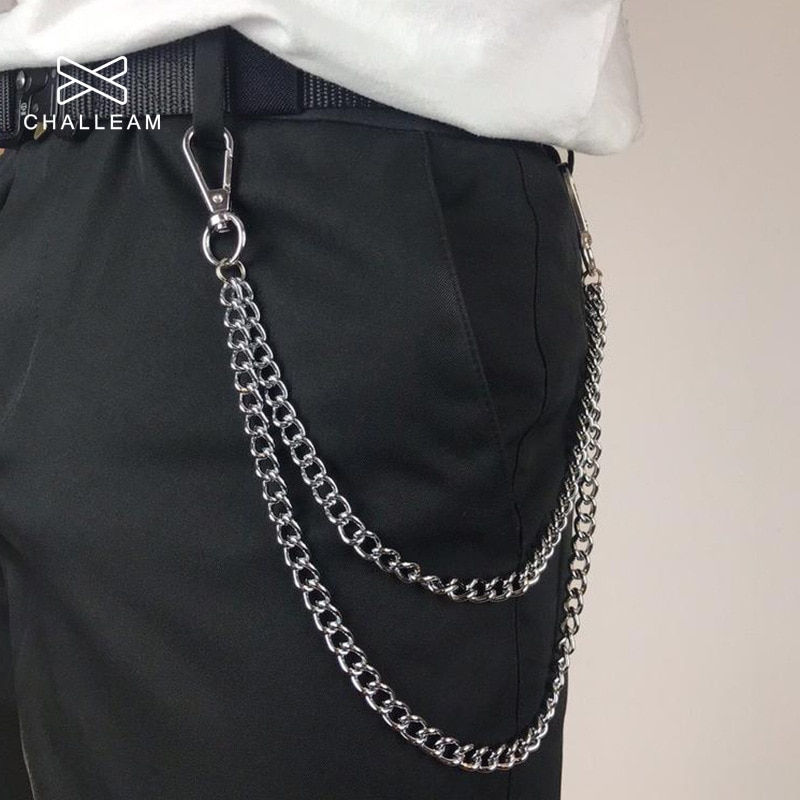 Cadena para pantalones Unisex, llavero de Punk Rock de Metal para mujer, llavero de cintura para hombre, llavero para pantalones vaqueros Hip-hop, billetera para hombre 345