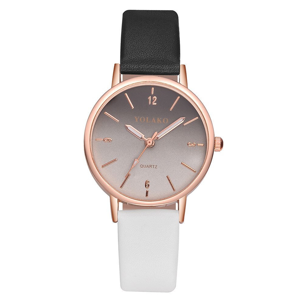 YOLAKO Women Watches Casual Leather Quartz Wristwatch Strap Dress Watch Analog Female Clock Relogio Feminino: E