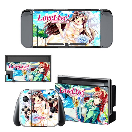 Anime Cute Girl Lovelive Decal Vinyl Skin Sticker for Nintendo Switch NS Console+Controller+Stand Holder Protective Film: YSNS0539