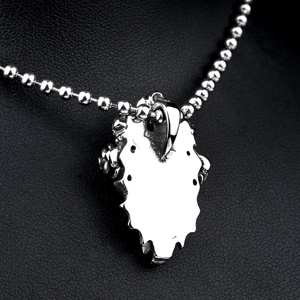 punk Acciaio Inox Cranio Collana Del Pendente Del Fiore con La Pietra Nera Degli Uomini di Modo del regalo Dei Monili della catena