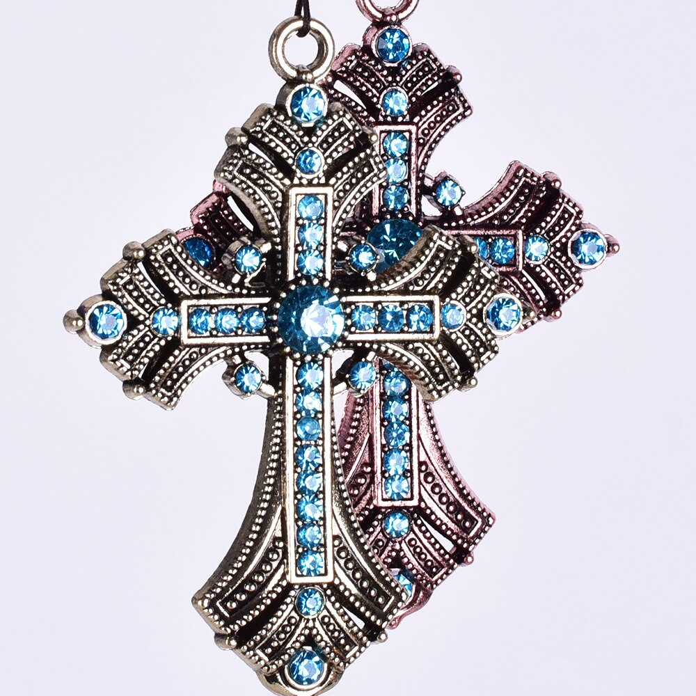 Metalen en kristallen diamanten kruis jezus christelijke auto achteruitkijkspiegel auto hanger hangende auto styling accessoires auto decoratie