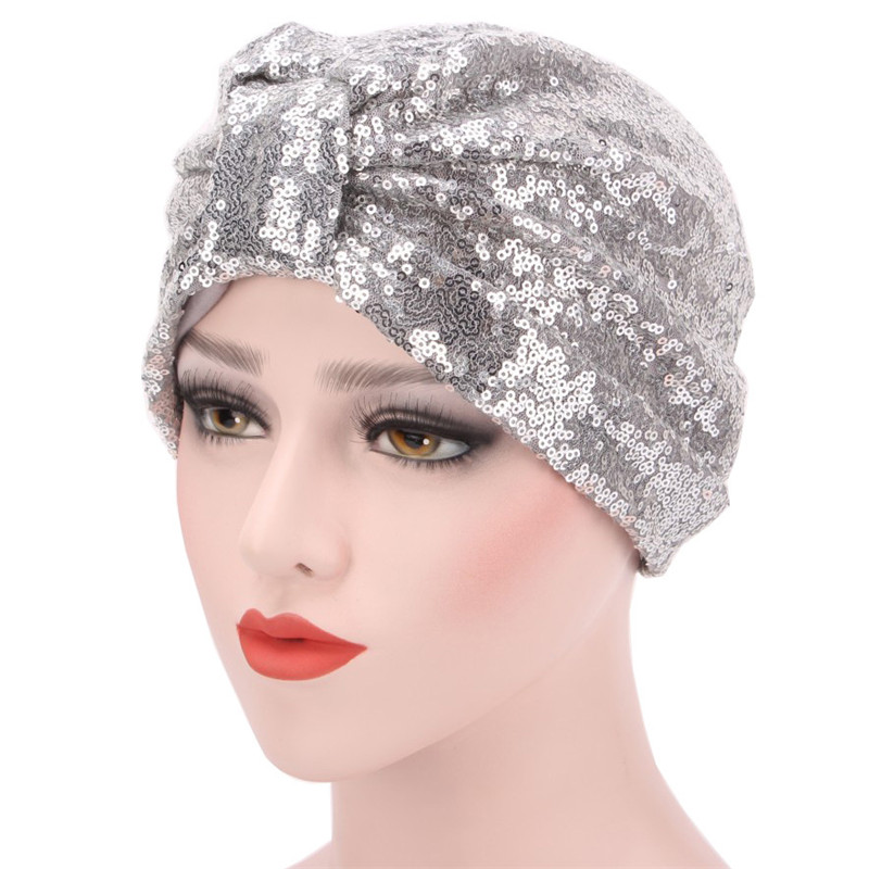 Femmes Turban chapeaux musulman Stretch noir bordeaux marine couleur unie doux Modal indien paillettes casquette pour femmes dentelle