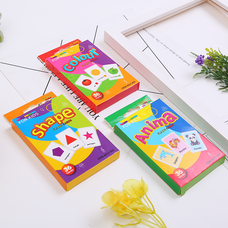 Baby Learning Card Kids Recognition Animal Coloe Shape Card Fun English Word Educational Toy Game Puzzle