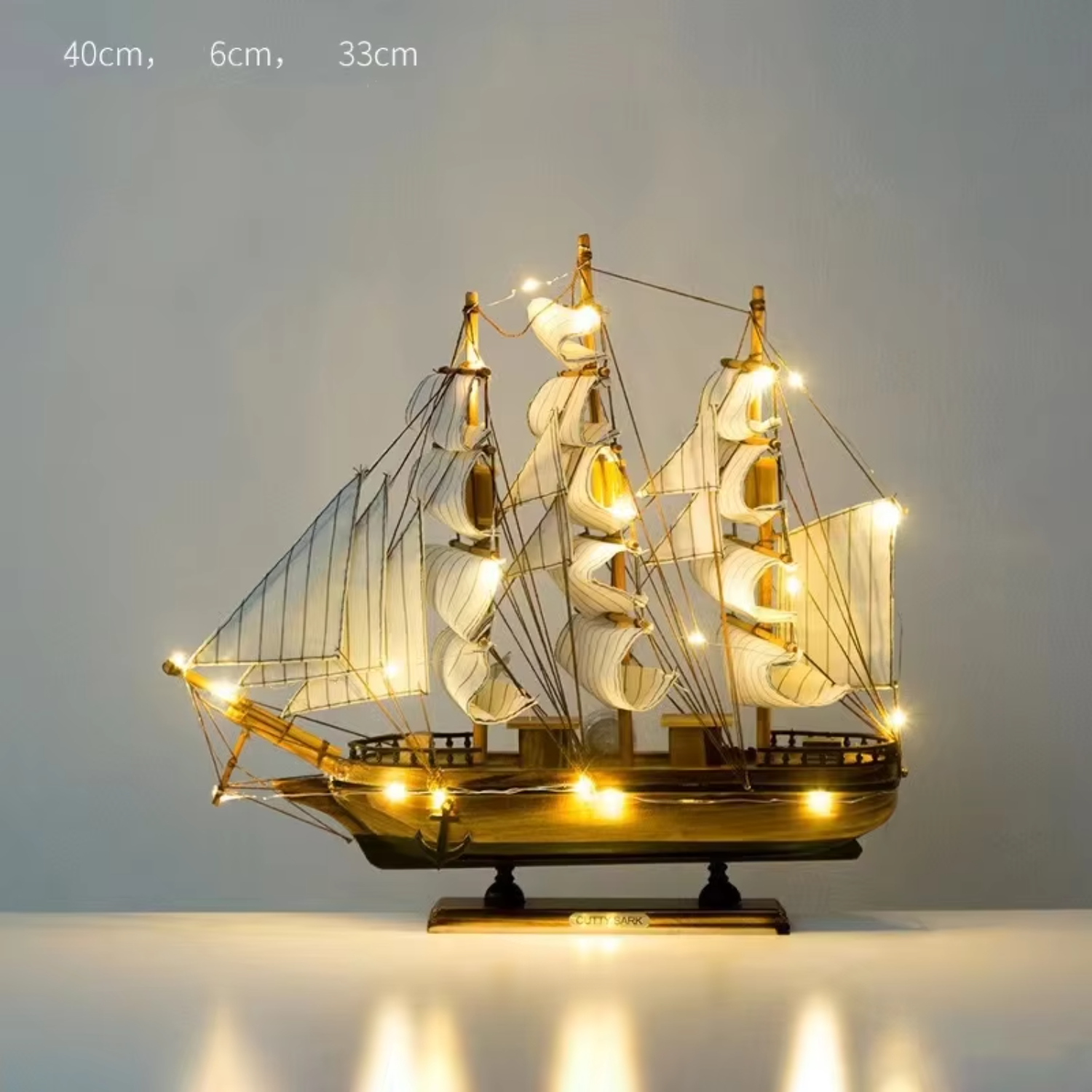 Modelo de velero de madera nórdico, decoraciones creativas, decoración de escritorio: plum