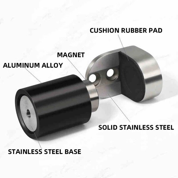 2 Pack Solid Stainless Steel Heavy Door Stop Door Retainer Cylindrical Floating Magnetic Door Stopper Furniture Hardware