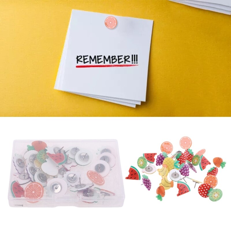 Chinchetas decorativas para oficina, chinchetas bonitas para frutas y verduras, pines para pared de fotos, mapas, suministros escolares y de oficina, 30 Uds.