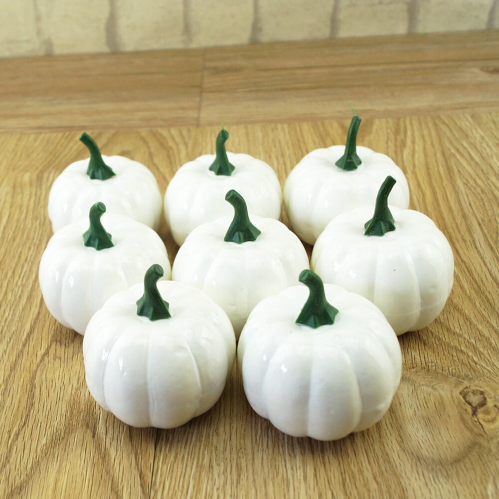 16Pcs Simulation Bubble Small White Pumpkin Foam Mini DIY Artificial Handwork Halloween Decor Car Interior Decoration 5.6*6.5