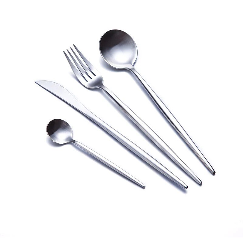 Diner Set Bestek Messen Vorken Lepels Wester Keuken Servies Roestvrij Staal Thuis Party Westerse Voedsel Servies Set: SILVER