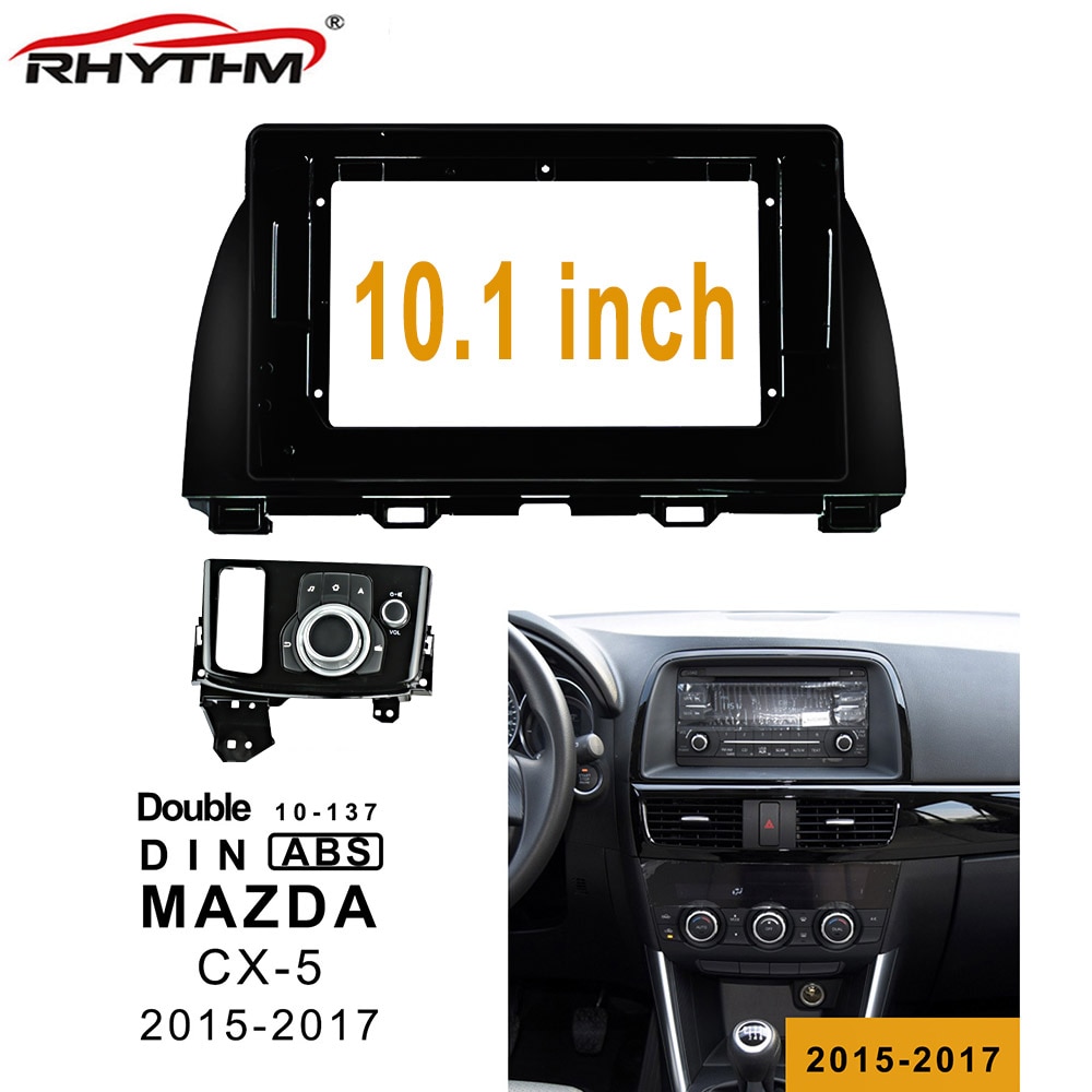 Bil fascia dash trim kit installation facia panel med håndtag bil dvd-ramme til mazda cx -5 2 din 10.1 tommer radioafspiller