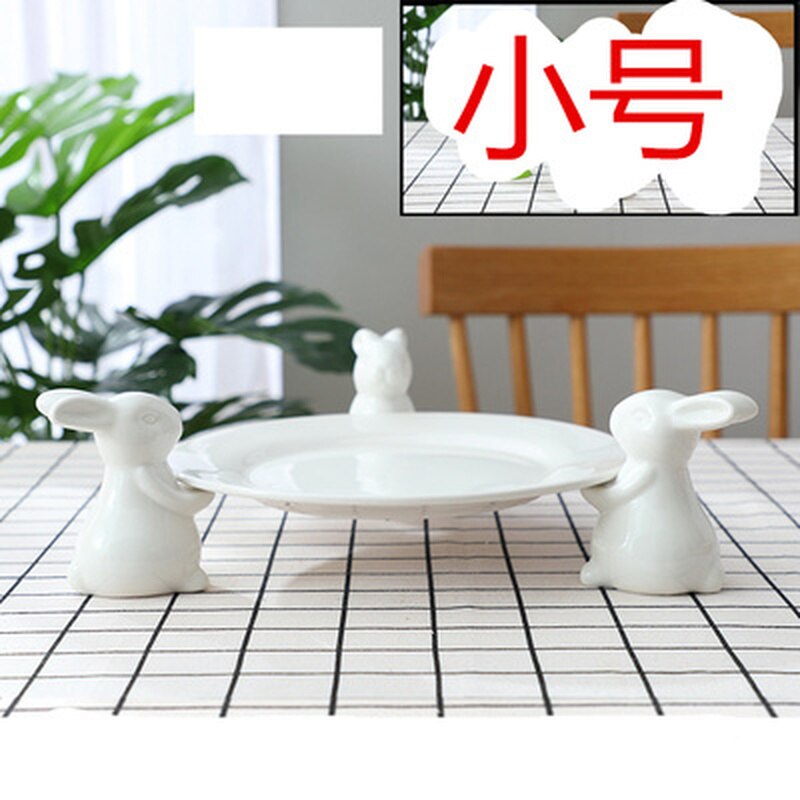 Bandeja de cerámica blanca para Conejo, soporte para dulces, pastel de cumpleaños, boda, mesa de postre, té y postre, placa de exhibición: A-20CM