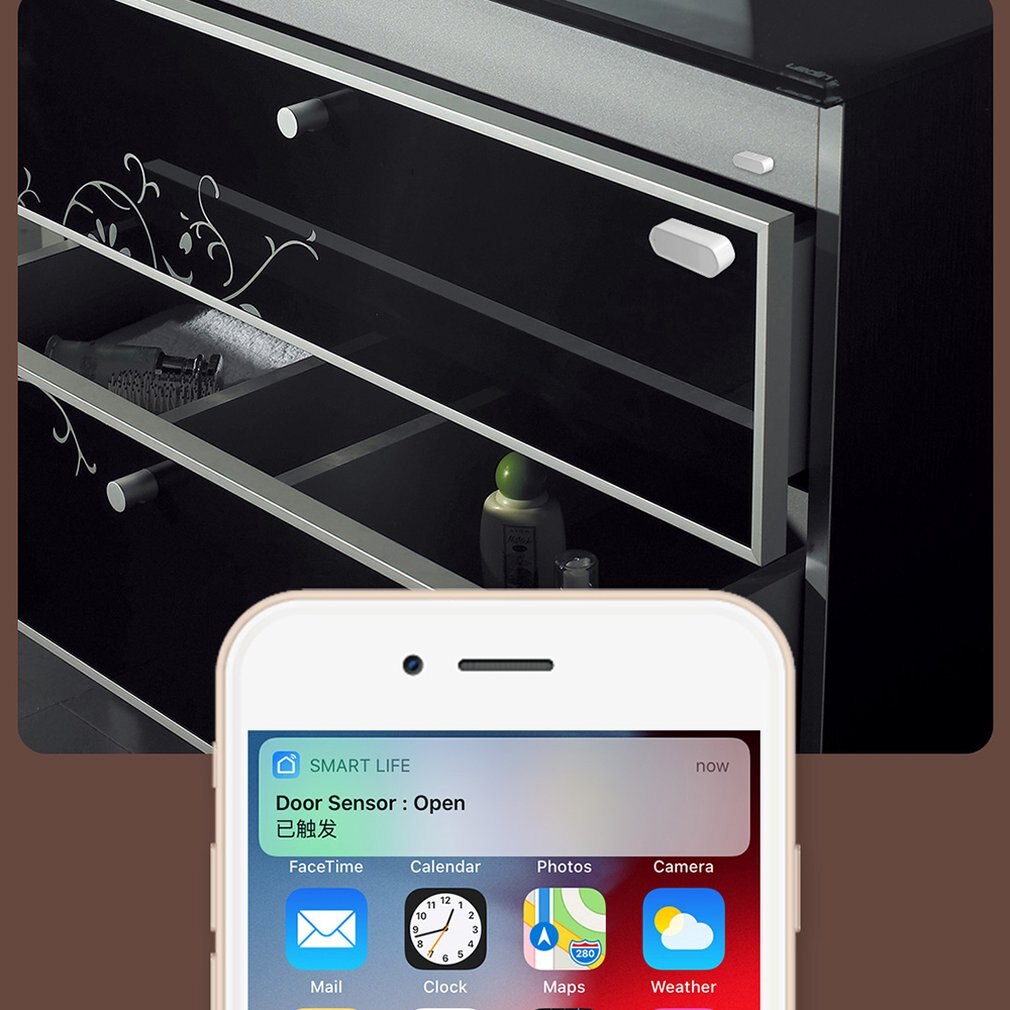 Praktische Tür und fenster sensor smart home wifi tür magnetischen alarm Google voice control APP alarme