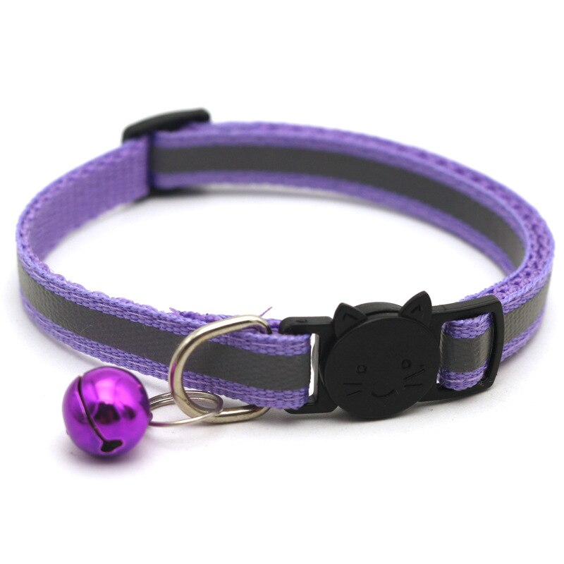 Collier à cloches en Nylon pour chat, boucles réglables, réfléchissant, à la , motif tête de chat, fournitures pour accessoires, laisse pour chat: 12