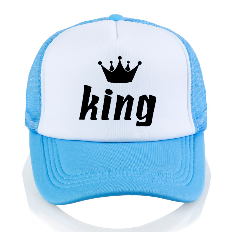 king queen cap crown Print baseball Caps Men Women Summer Visor Snapback Hat White Black Lover Trucker bone: Silver