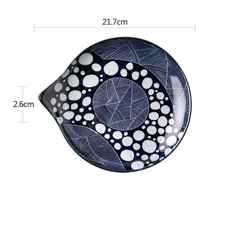 Japanese Style Ceramic Dessert Sauce Dish Tableware Cute Cartoon Lucky Cat Pattern Water Shape Fruit Sushi Plates: H- 21.7cm