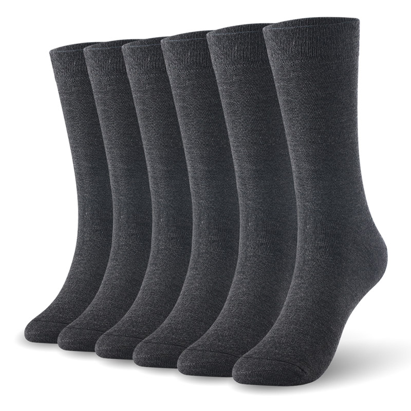 Herensokken van bamboevezel, lange laarzen, herensokken, 6 paar/partij, uk maat 7-11 , eur maat 40-46 1006 vk: Donkergrijs 6