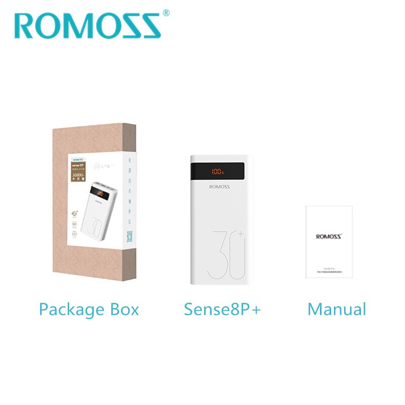 ROMOSS Sinn8P + Energie Bank 30000mAh 18W QC3.0 Batterie Sicherung Energie Unterstützung USB Typ-c Zwei- weg schnell aufladen 3,0 + LED Anzeige