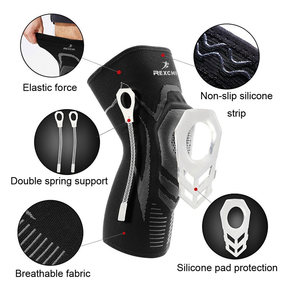 Basketball Knee Pads with Support Silicon Padded Elastic Non-slip Patella Brace Kneepad for Fitness Gear Protector Tennis