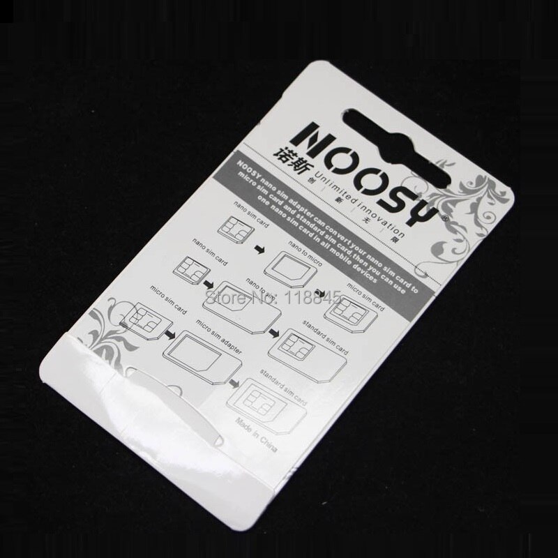 VSKEY 100 pcs 4 in 1 Sim Card Adapter + Micro Sim kaarten adapter + Standaard Sim-kaart Adapter Met eject pin Voor Iphone samsung