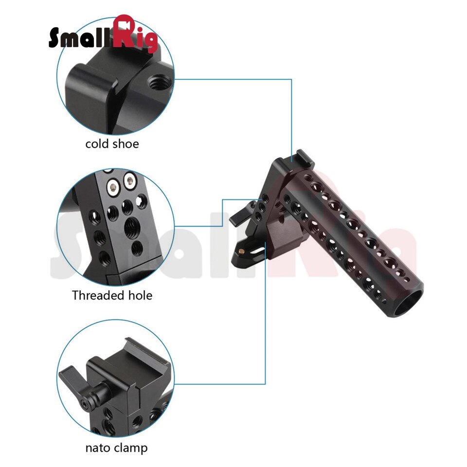 SmallRig DSLR Camera Handle Universal Hand Grip NATO Handle Kit Top Handle with 70mm NATO Rail and a Cold Shoe on the Top - 2003