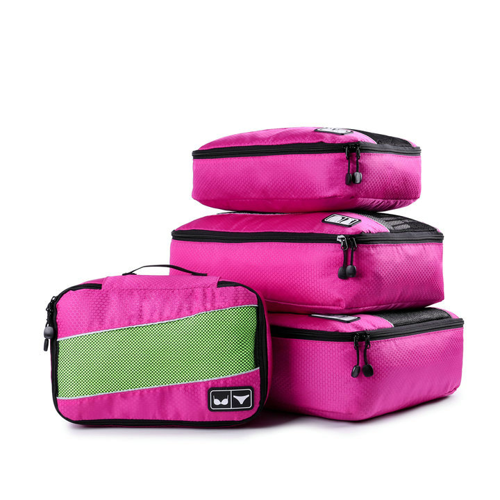 Soperwillton – ensemble de cubes d&#39;emballage de voyage, en Nylon respirant, organisateur de bagages pour hommes et femmes, 4 pièces: 4 Pieces Rose