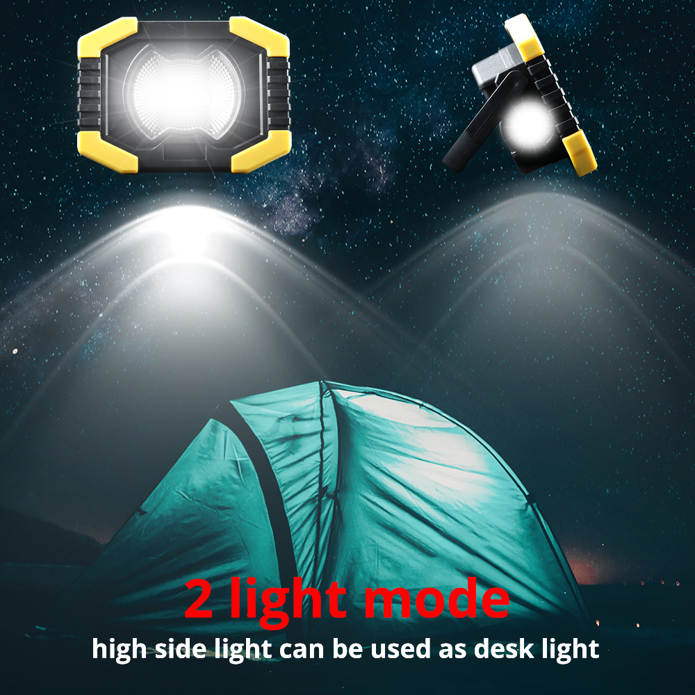 20w sollys bærbart arbejde spotlignt bygget -in 2400 mah camping lys lanterne usb genopladelig cob led lommelygte søgelys