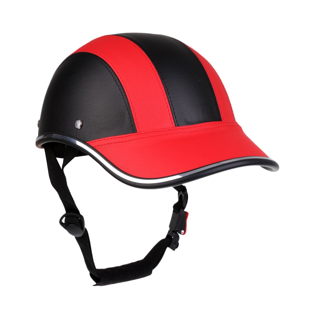 Unisex cykel cykelhjelm baseball cap anti uv sikkerhed cykel hjelm justerbar hakestrop road cykel hjelm til mtb skøjteløb: Sort rød