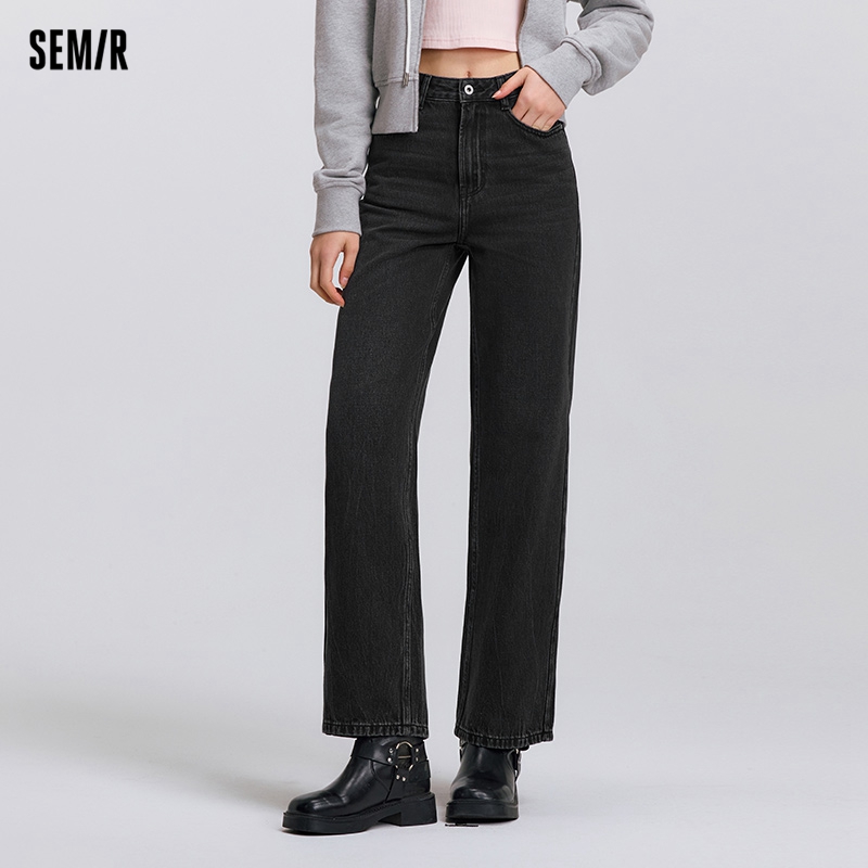 Semir Jeans Women Vintage Long Trousers Spring Wide-leg Trousers Comfortable Soft Versatile Trousers