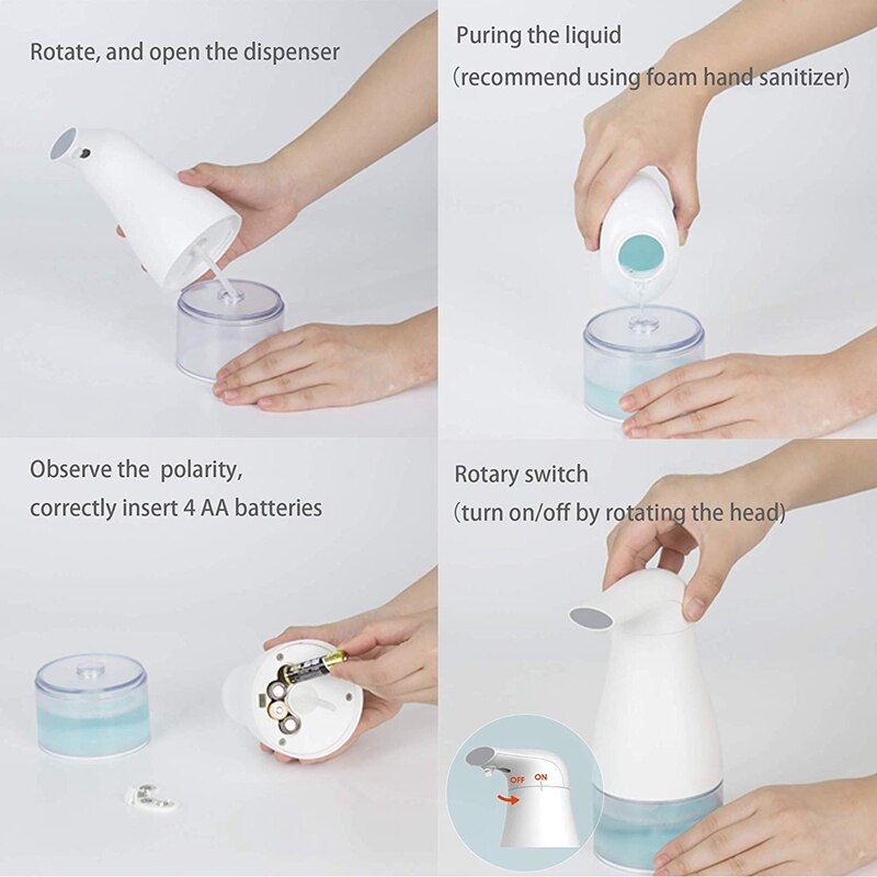 Automatic Foaming Soap Dispenser, 14Oz/400Ml Hands Free Automatic Sensor Soap Dispenser, Battery Operated Touchless Hand Foaming