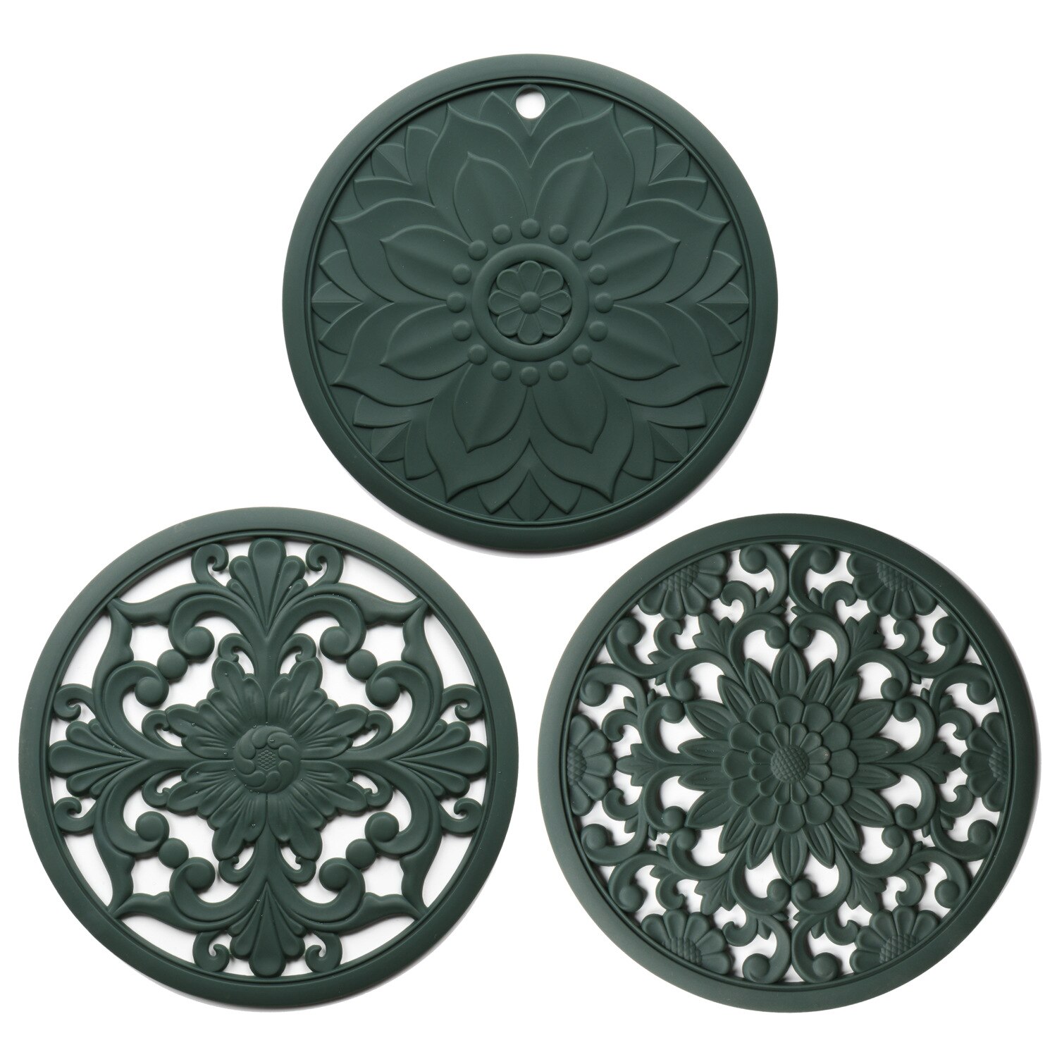3Pcs Hittebestendige Rubber Mat Drink Cup Onderzetters Antislip Pannenlap Tafel Placemat Keuken Accessoires Anti Isolatie Pad: green