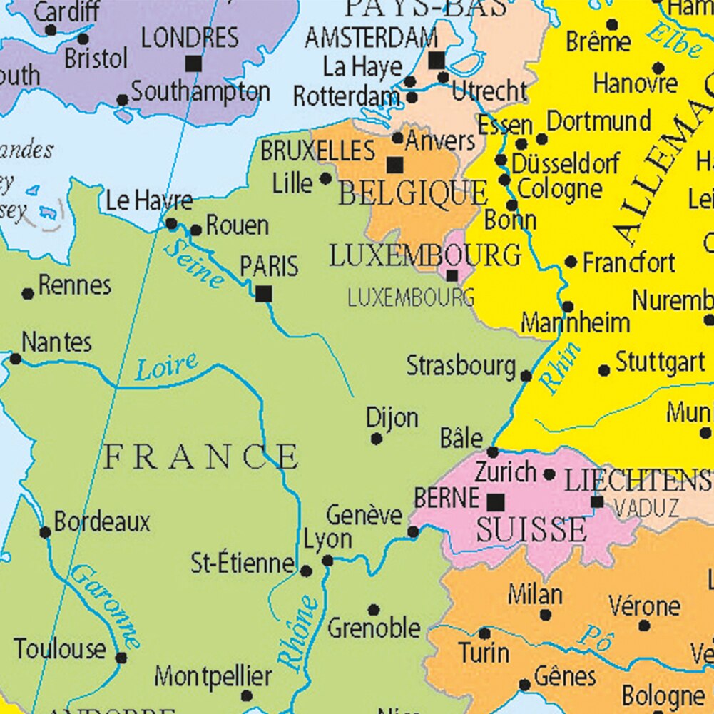 Toile de peinture en aérosol de la carte de l&#39;europe en français, 84x59cm, affiche d&#39;art mural décoratif, décoration de salon, de maison, fournitures scolaires