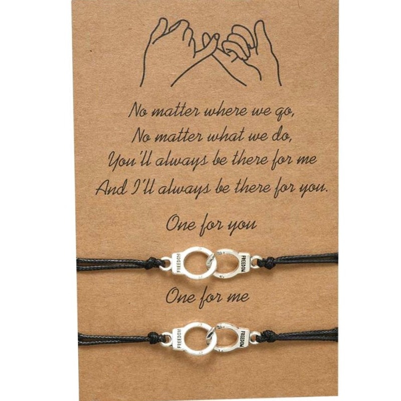 2 Pcs Pinky Promise Bracelets Friendship Couple Distance Matching Bracelet for Best Friend Teen Jewelry