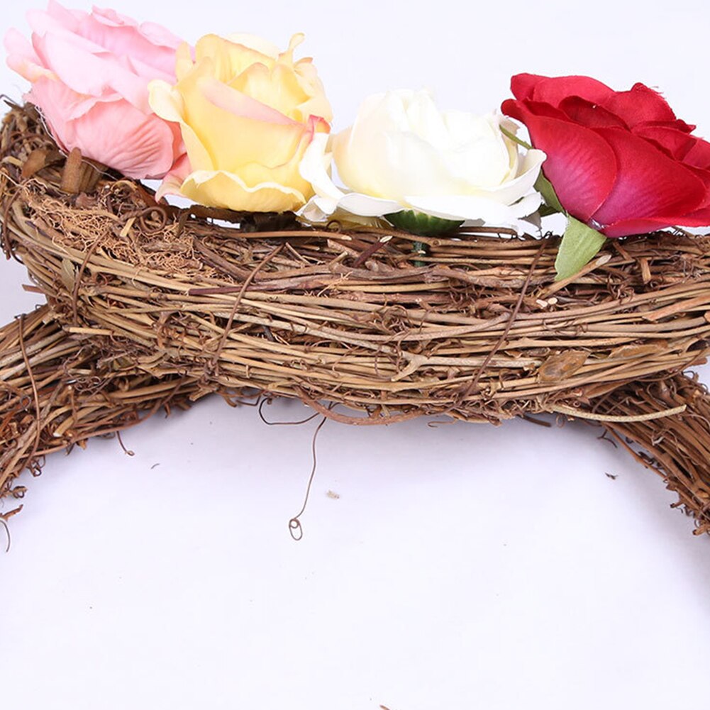 Natural Crescent Shape Rattan Wreath Base DIY Christmas Wreath Accessories for Easter Party Door Farmhouse Decoration