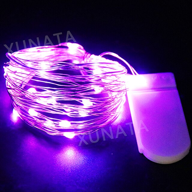20 40Leds Kerstverlichting Battery Operated Koperdraad Led String Lights Waterdicht Voor Diy Bruiloft Slaapkamer Kerst Decor: Paars / 300w