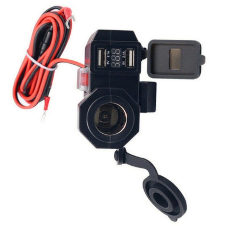 Chargeur Usb étanche 12v pour véhicule de moto, prise allume-cigare, téléphone, Gps, interrupteur de voltmètre