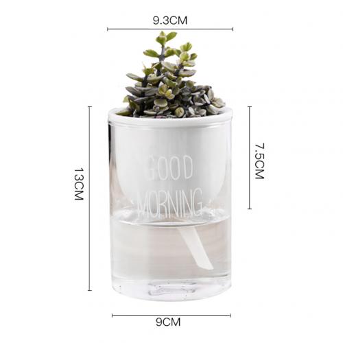 Automatic Watering Flower Pots Ceramic Succulent Plant Flower Pot with Glass Water Container Planters Flower Pots Garden Decor n: White L