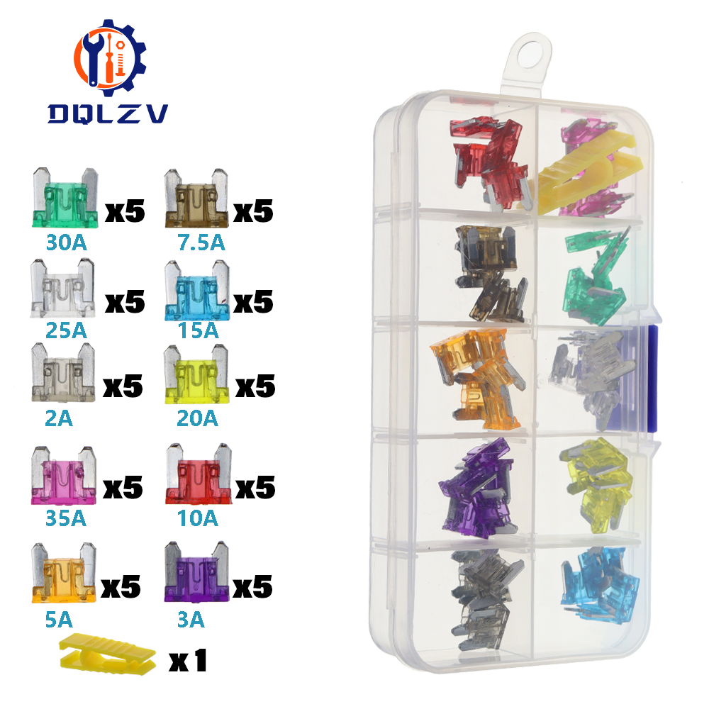 Fusible de coche 5/7, 5/10/15/20/25/30/35/40A Mini/pequeño/mediano 32V tipo hoja automotriz fusible de aleación de Zinc con Clip de caja