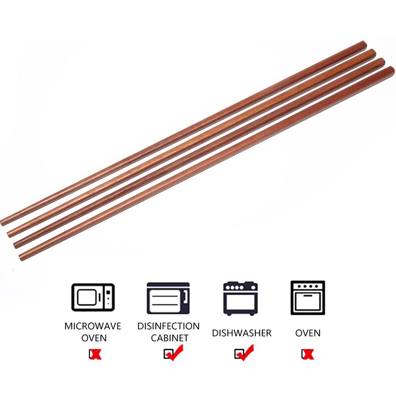 6 Pairs Kitchen Cooking Chopsticks Super Long Lacquered-Free Wax-Free Red Sandalwood Fried Chopsticks Noodle Chopsticks