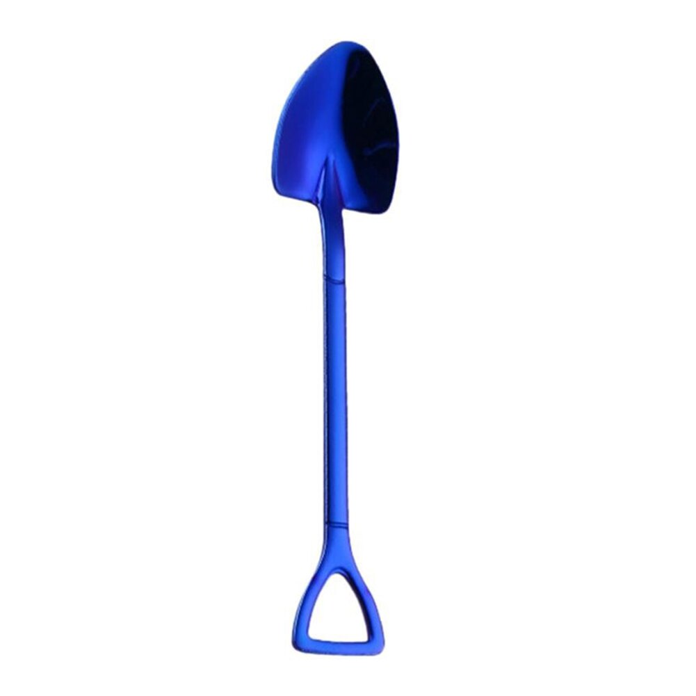 Veelkleurige schepvormige ijslepel en vork lepel vork lange steel koffie-ijs gereedschap keukenaccessoires roerlepels: Lepel / Blauw