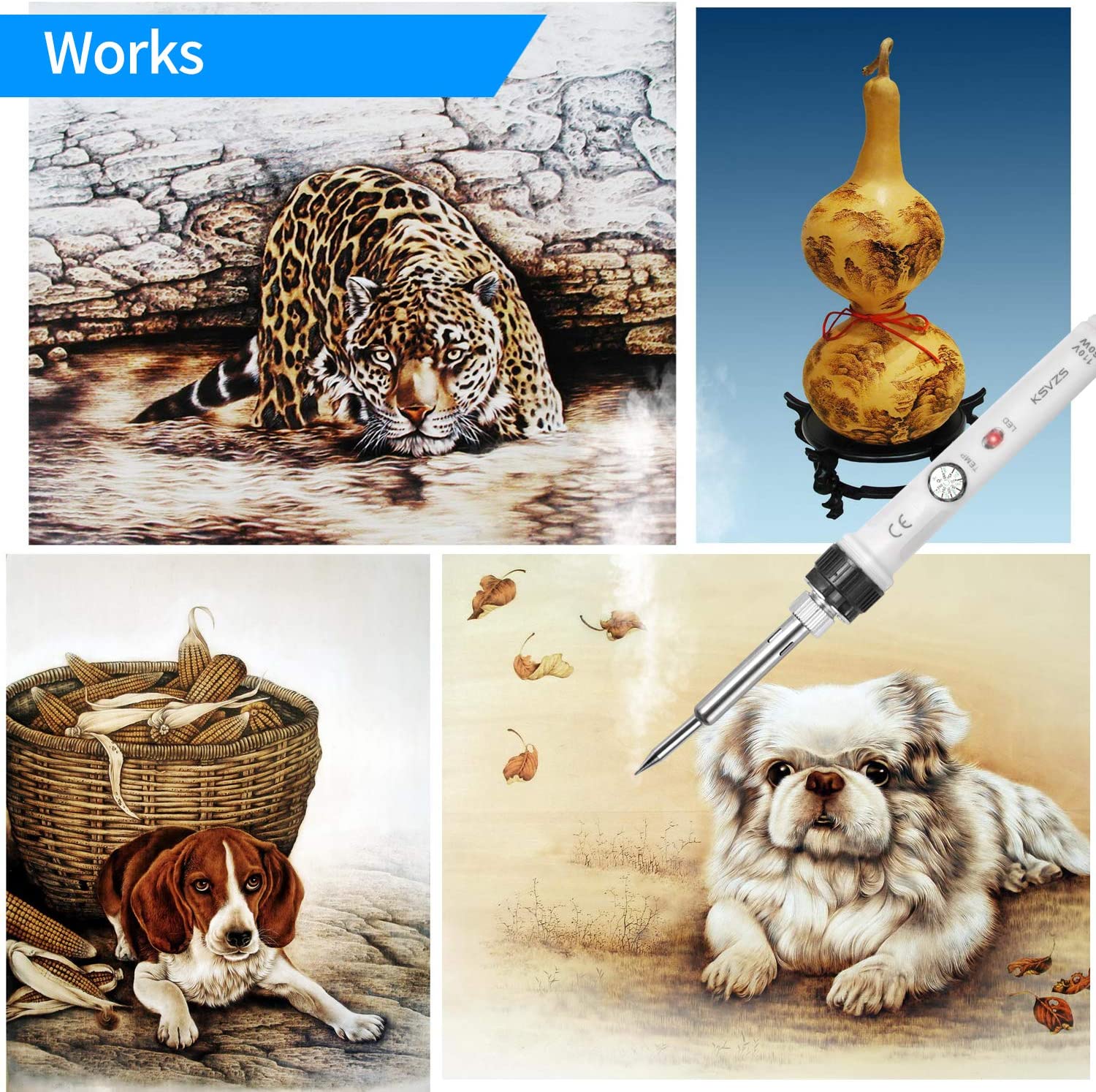 51 pieces of DIY wood-burning tool set thermostat electric soldering iron suitable for engraving/heat transfer/embossing/leather