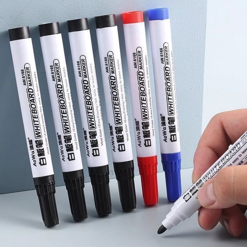 4/8 stuks zwarte uitwisbare whiteboard-pen, rood blauw af te vegen grote koppen, glazen notitiepen met grote capaciteit, whiteboard-markeerstift