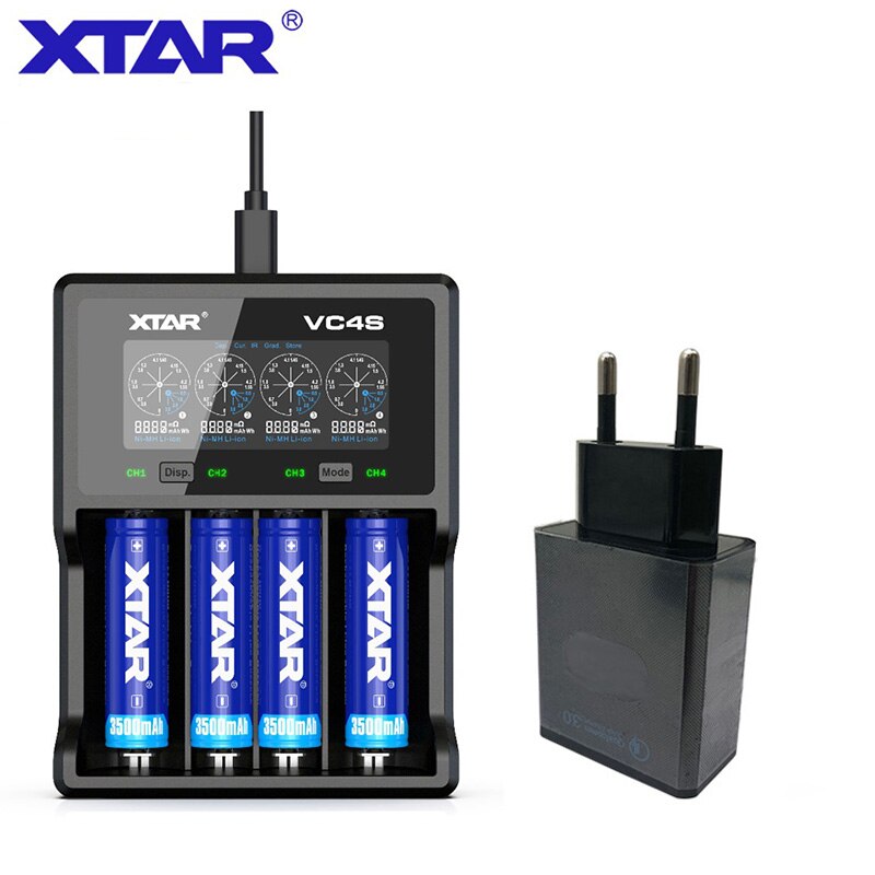 XTAR VC4 S VC4S QC3.0 charge rapide, Max3A pour fente unique appliquer à 3.6/3.7v li-ion IMR/INR/ICR/batterie 18650 14500 20700 21700: VC4S with EU Plug