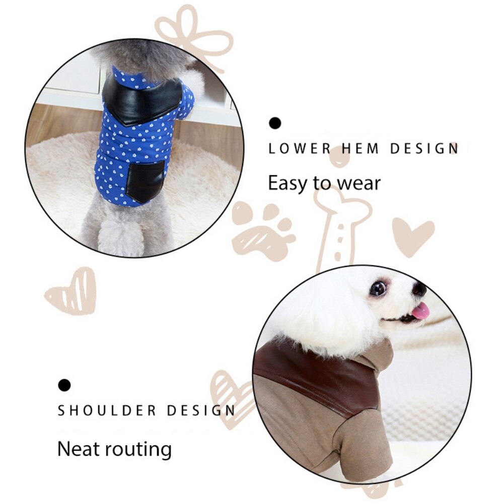 Abrigo de plumón de Yorkshire Terrier para perros pequeños, abrigo de algodón con bolsillo de cuero cálido para invierno, chaqueta impermeable para Bulldog Francés, novedad