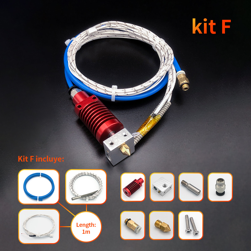 1/Set MK8 Extruder End Kit For Ender 3 CR10 Printer 1.75mm 0.4mm Nozzle Aluminum Heating Block For 3D Printer Parts: 24V / Kit F