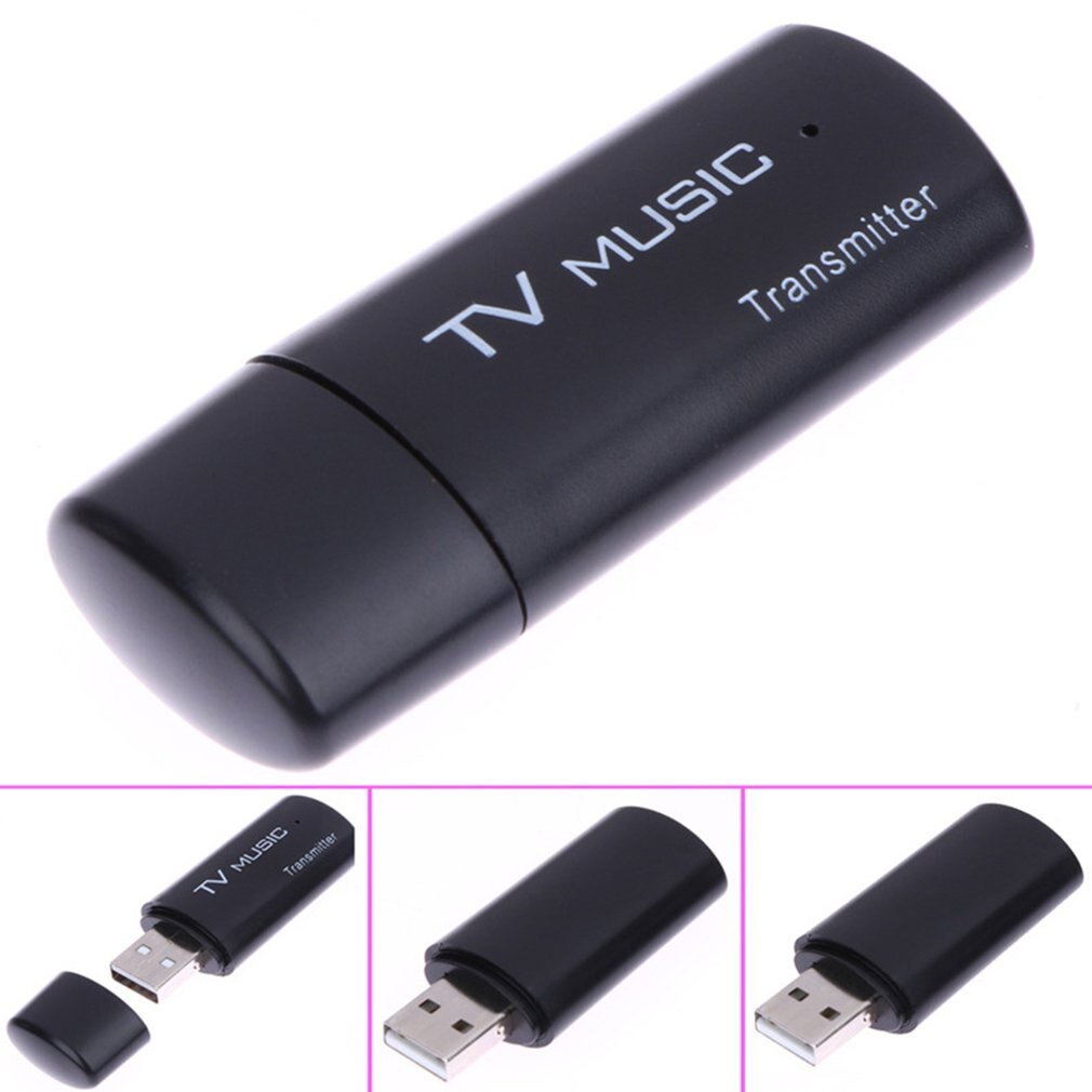 Black USB Audio Transmitter Wireless Stereo Music Box Dongle Adapter for TV MP3 PC